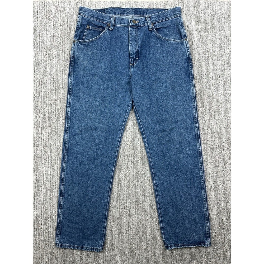 Wrangler Jeans Mens 34x30 Blue Regular Fit Denim 96501DS